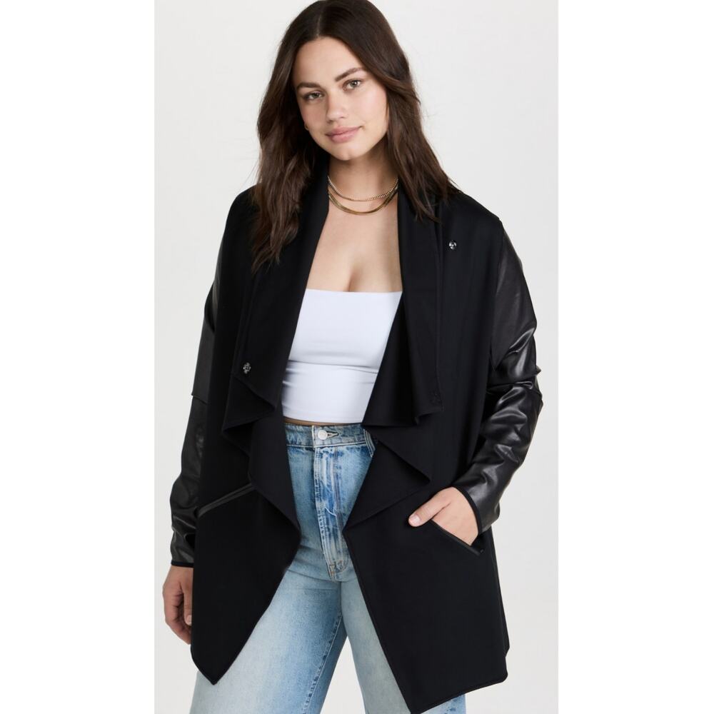 Spanx Women's Black Faux Leather Convertible Jacket Size 1X
